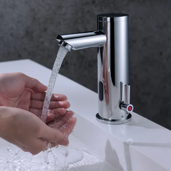 Fyeer Rubinetto con sensore automatico touchless nero opaco con maniglia singola DC Power per bagno