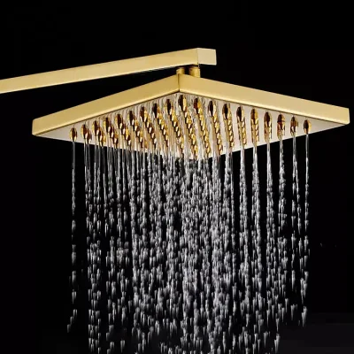 Soffione doccia a pioggia da bagno quadrato di lusso da 8 pollici placcato oro