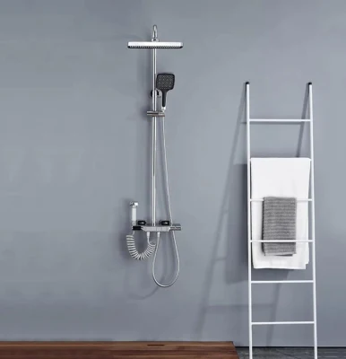 Set doccia per pianoforte, set doccia digitale intelligente 4 in 1, set miscelatore doccia termostatico a parete con 4 valvole
