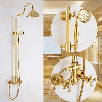 Set soffione doccia di lusso con sistema di getto doccia in oro rosa dorato
